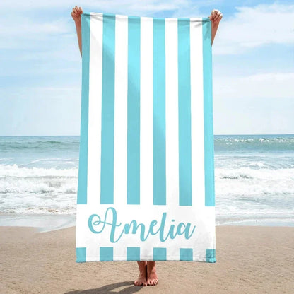 Striped Beach Towels Custom Name Beach Towel 3d Printed Microfiber Beach Towel Water Absorbing Personalized Bath Towel