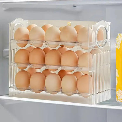Egg Holder for Fridge 3-Tier Egg Organizer for Fridge With Time Scale Large Capacity Reversible Egg Rack Space-Saving Egg Keeper