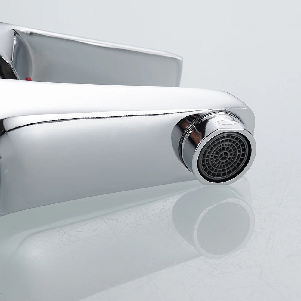 Single Lever Mixer Faucet Metal Electroplating Sink Taps Hot Cold Water Sink Mixer Tap Modern Basin Sink Faucet Durable Sink Tap