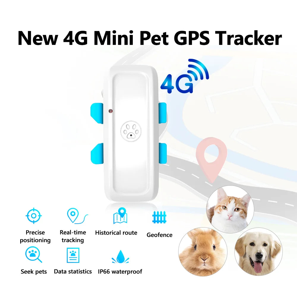 4G Pet GPS Tracker  Realtime Tracking Dog Cat  Animal Finder   GSM GPS Locator Crawler Geo-fence Free APP
