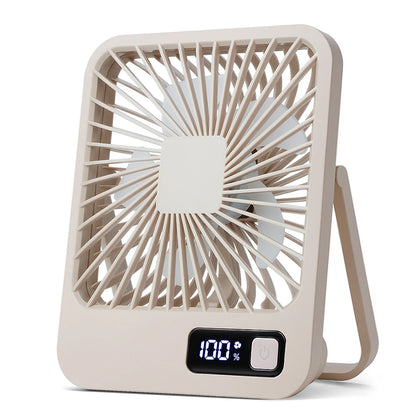 Desk Fan, Portable USB Rechargeable Fan, 180° Tilt Folding Personal Fan With Power Display, 5 Speeds Ultra Quiet Table Fan