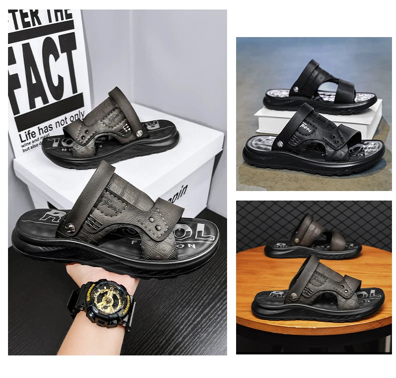 Sandals men  wear outdoors in summer  sports leisure work driving  Anti slip  wear-resistant  trendy beach shoes outdoor wear