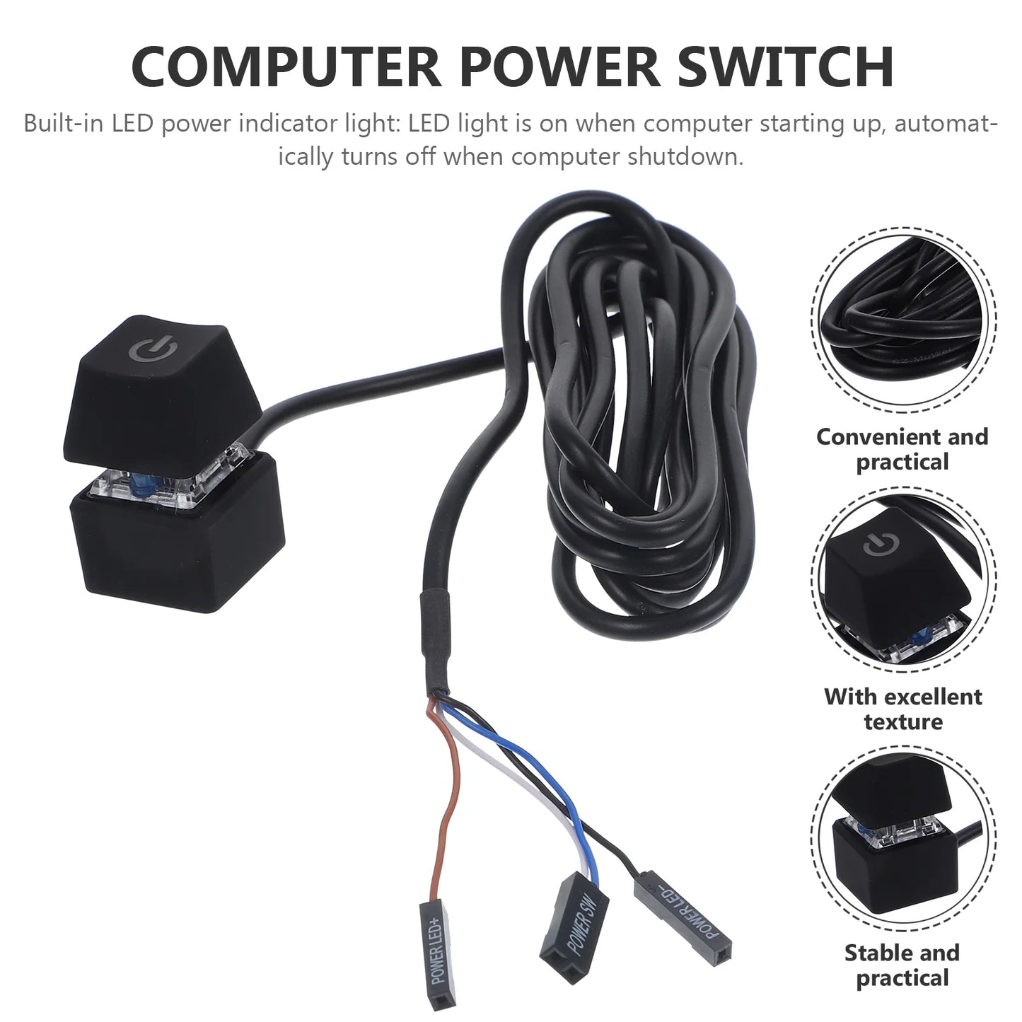 Power On Off Pc Power Button Extension Remote Power Button For Computer Power Supplies Control Adapter Cable Desktop