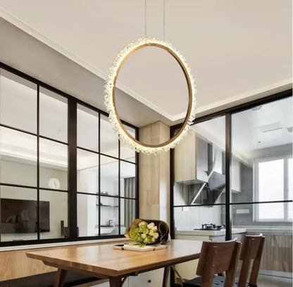 HYN Decorative Chandelier Postmodern Brass Front Desk Circular Art Reception Room Exhibition Hall Crystal Lamp