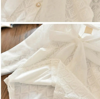 Girls' Shirt 2023 New Medium and Large Children Spring and Autumn Thin Long Sleeve Baby Shirt