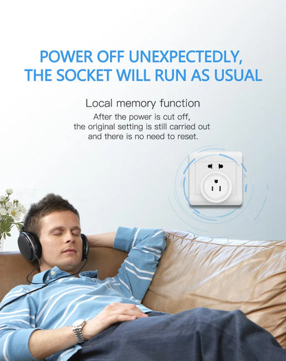 Smart Home WiFi Bluetooth Socket US Plug Alexa Switch Life Wifi Switch Home Assistant 10A With Timing Functions Voice Control