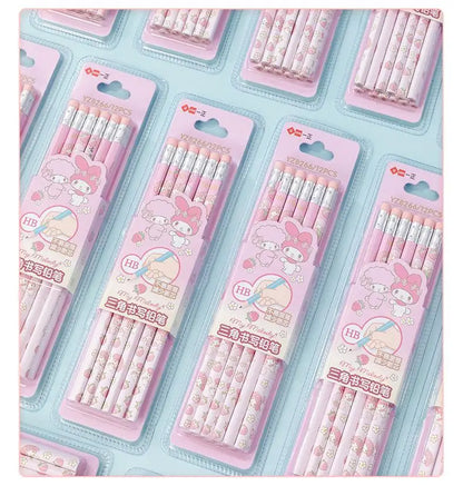 12pcs/set Sanrio Series Melody Triangle Writing Pencil Set Cute Student Pencil Creative Writing Pencil School Student Stationery