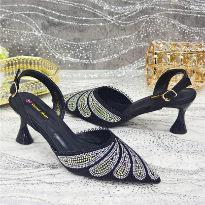 High Quality African Wedding Shoes Summer Sandals for Wedding 2025 Sexy Pumps Rhinestone Fashion Women Wedding Shoes