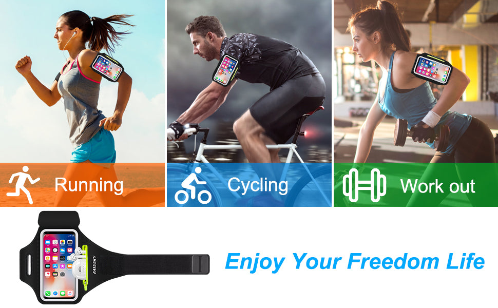 HAISSKY Zipper Pocket Running Sports Armband For iPhone 16 15 14 13 12 11 Pro Max 15 Plus Belt On Hand Phone Brassard Bags