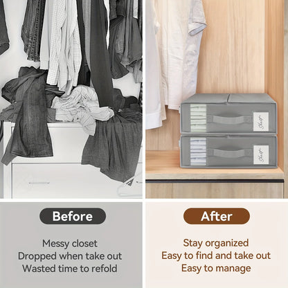 Bed Sheets Set Organizers Storage Linen Fabric Closet Organizers with Window Folding Bedding Storage Box for Pillow Organizer