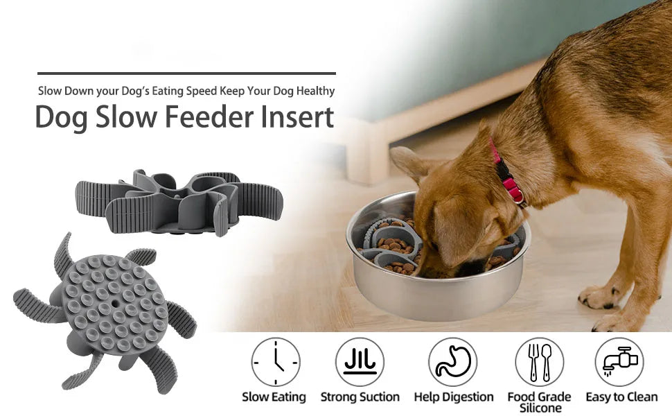 Dog Slow Feeder Bowls Silicone Spiral Pet Food Feeder Insert to Slow Down Eating for Large Medium Small Breed Dogs