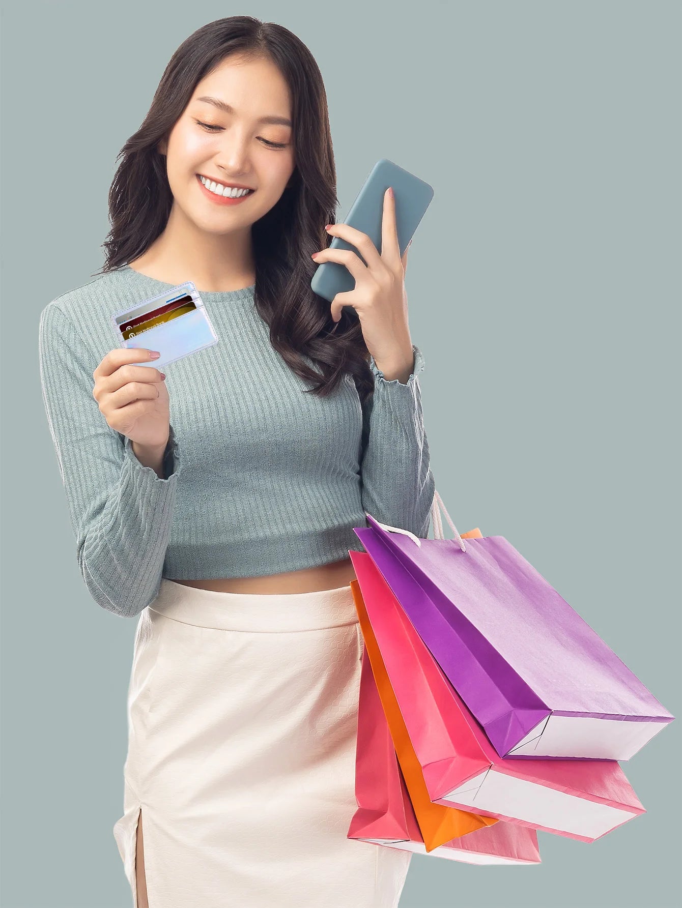 RFID Blocking Credit Card Holder Wallet for Women Men, Slim Minimalist Front Pocket Wallet with Laser Colors