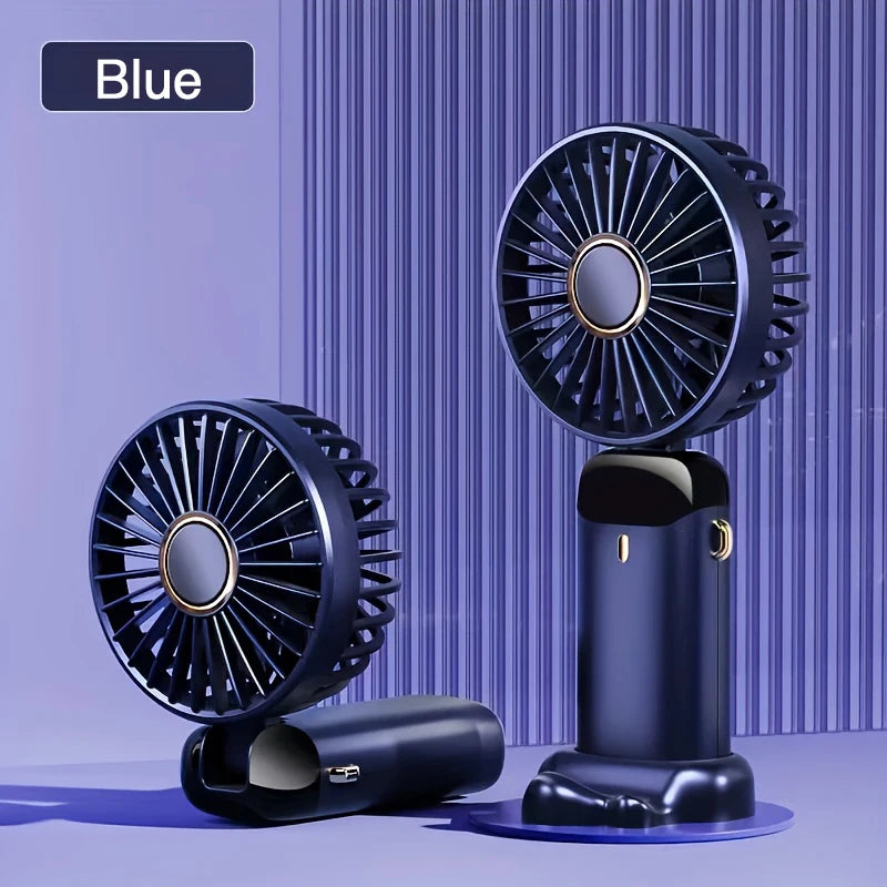 Portable Mini Fan With 6 Speeds LED USB Rechargeable Charging Small Foldable Battery Fans Handheld Desk Bedroom Indoor Outdoor