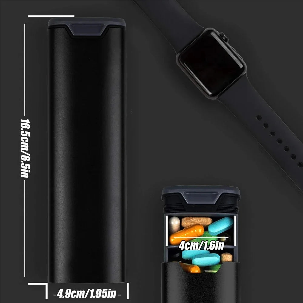 1Pcs 7 Day Weekly Pill Organizer,Premium Stylish Aluminum and Wood Large Capacity Pill Box for Supplements,Vitamins and Medicine