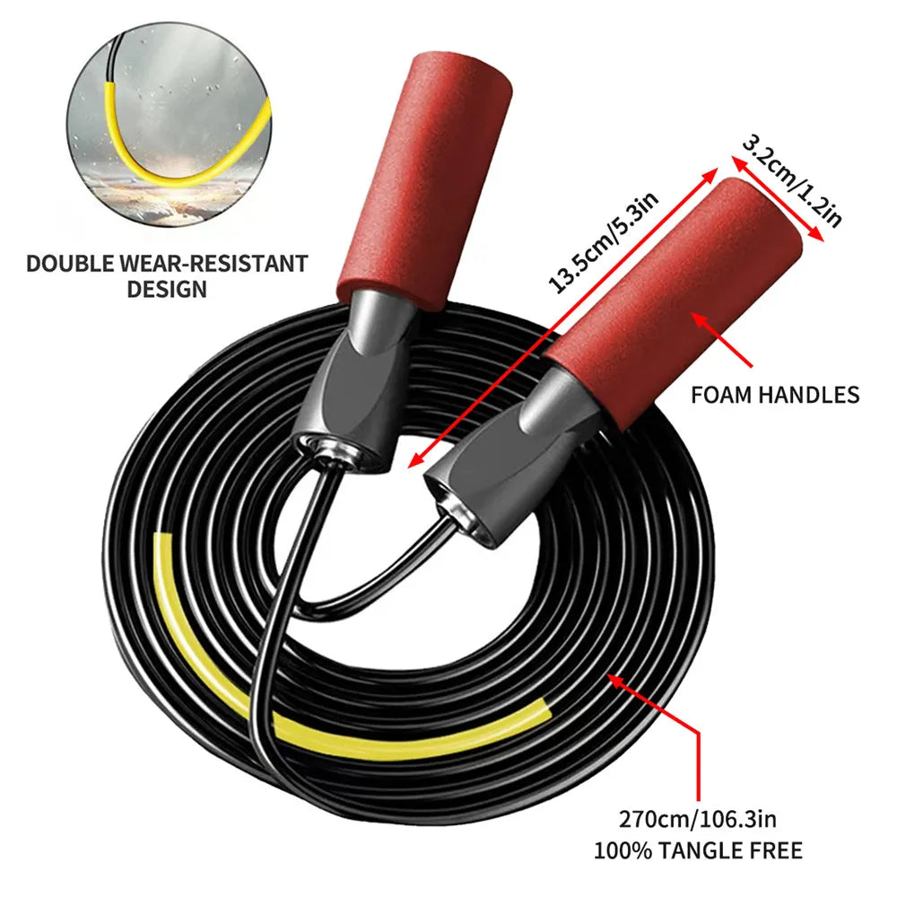 1PCS Bearing Jump Rope Wear-resistant Adjustable Rope Length Sponge Handle Is Suitable for Fitness Training and Agile Training