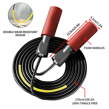 1PCS Bearing Jump Rope Wear-resistant Adjustable Rope Length Sponge Handle Is Suitable for Fitness Training and Agile Training