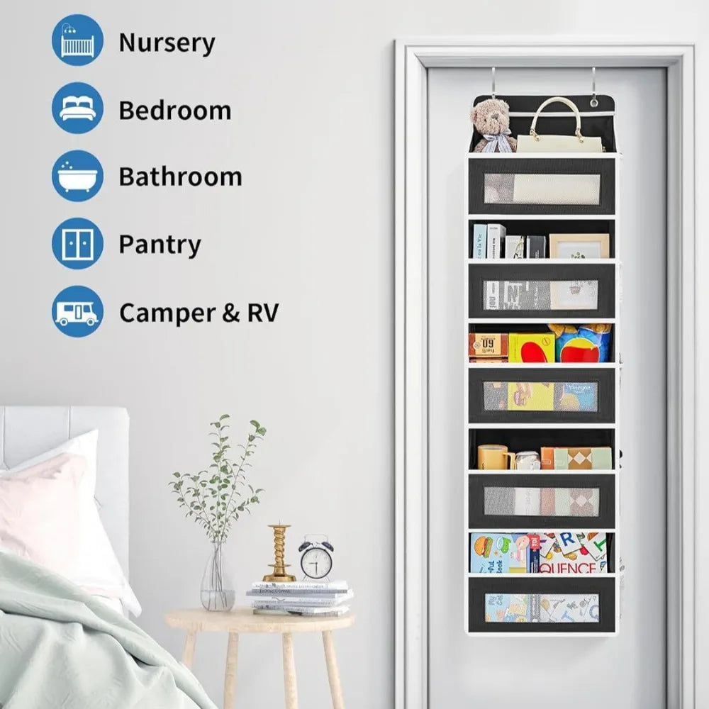 5-Shelf Hanging Storage Organizer - Behind Door, Anti-Tilt, 5 Large Capacity Pockets, Suitable for Bedroom, Bathroom