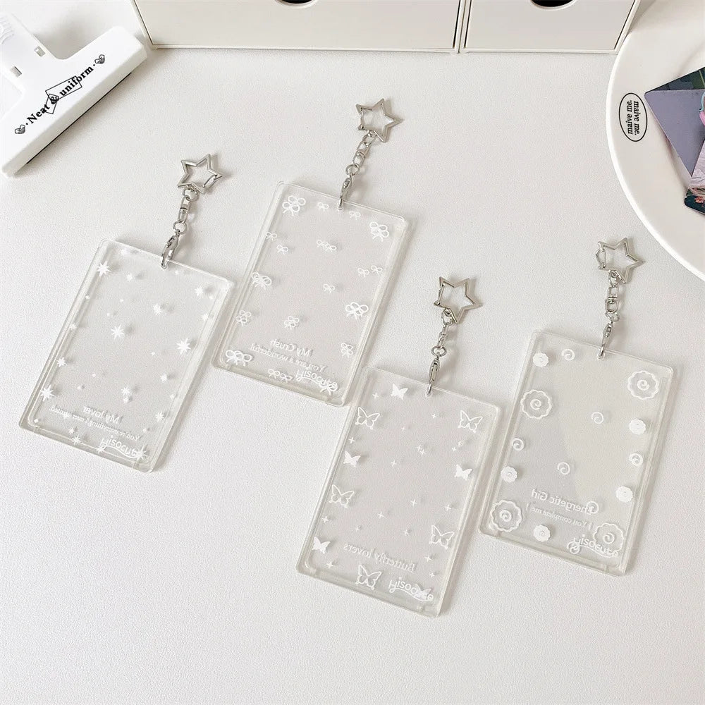 Transparent butterfly three inch hard card cover student meal card bus card pendant card package star card brick