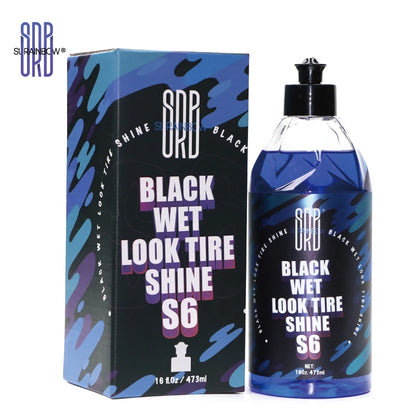 Black Wet Look Tire Shine Dressing -Automotive Clear Coat Tire Dressing Spray for Glossy Wet Tire Look, Vinyl & Plastic, with UV