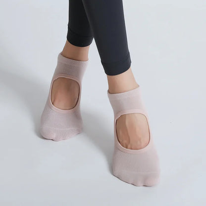 Yoga Socks Women Professional Pilates Socks Anti-Slip Breathable Backless Ankle Ladies Ballet Dance Sports Socks for Fitness Gym
