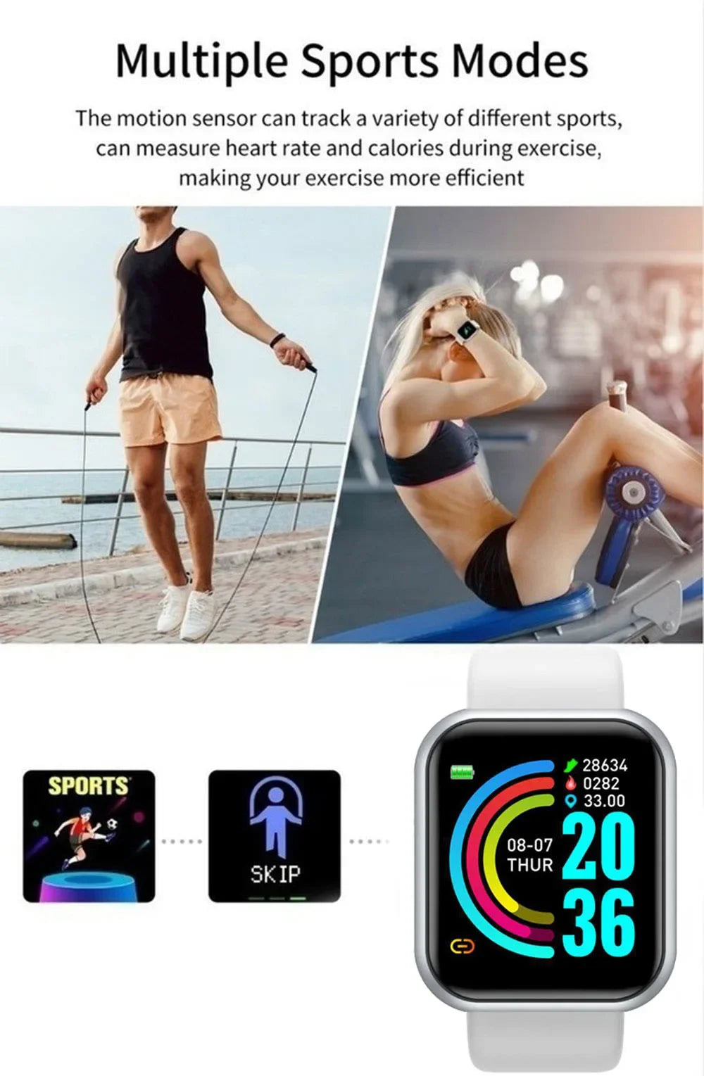 Multifunctional smart watch for men and women,bluetooth connected phone,music,fitness sports bracelet,sleep monitor,smartwatch