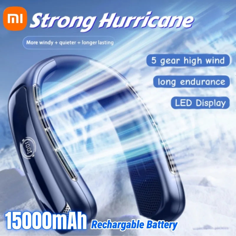 Xiaomi Portable Neck Fan Smart Digital Display Power Ventilador Rechargeable Outdoor Bladeless Silent Electric Neck Fan Cooler