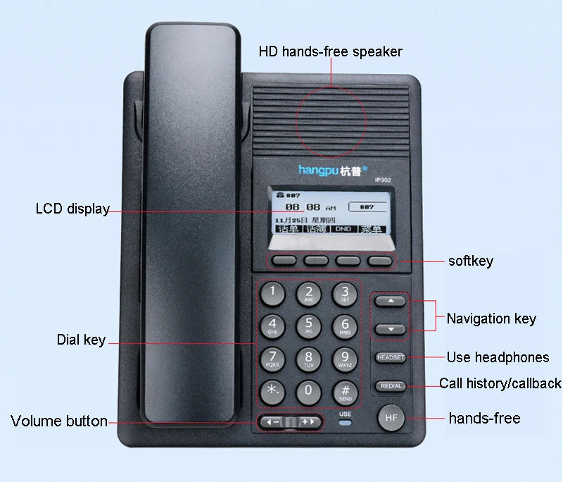 IP Telephone SIP Network Language Telephone Customer Service VOIP Landline With Backlight Led Screen