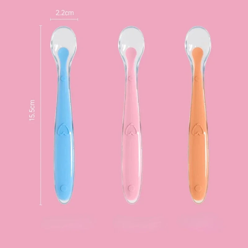 1pcs Soft Silicone Spoon Set Baby Stars Tableware Learning Training Spoon Children's Feeding Reborn Silicone Safe Utensils