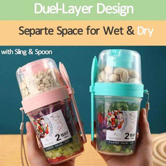 Carry Breakfast Cups, Salad Cups, Yogurt Cereal, Oatmeal Snacks, Parfait Containers and Salad Dressing Holders with Forks!