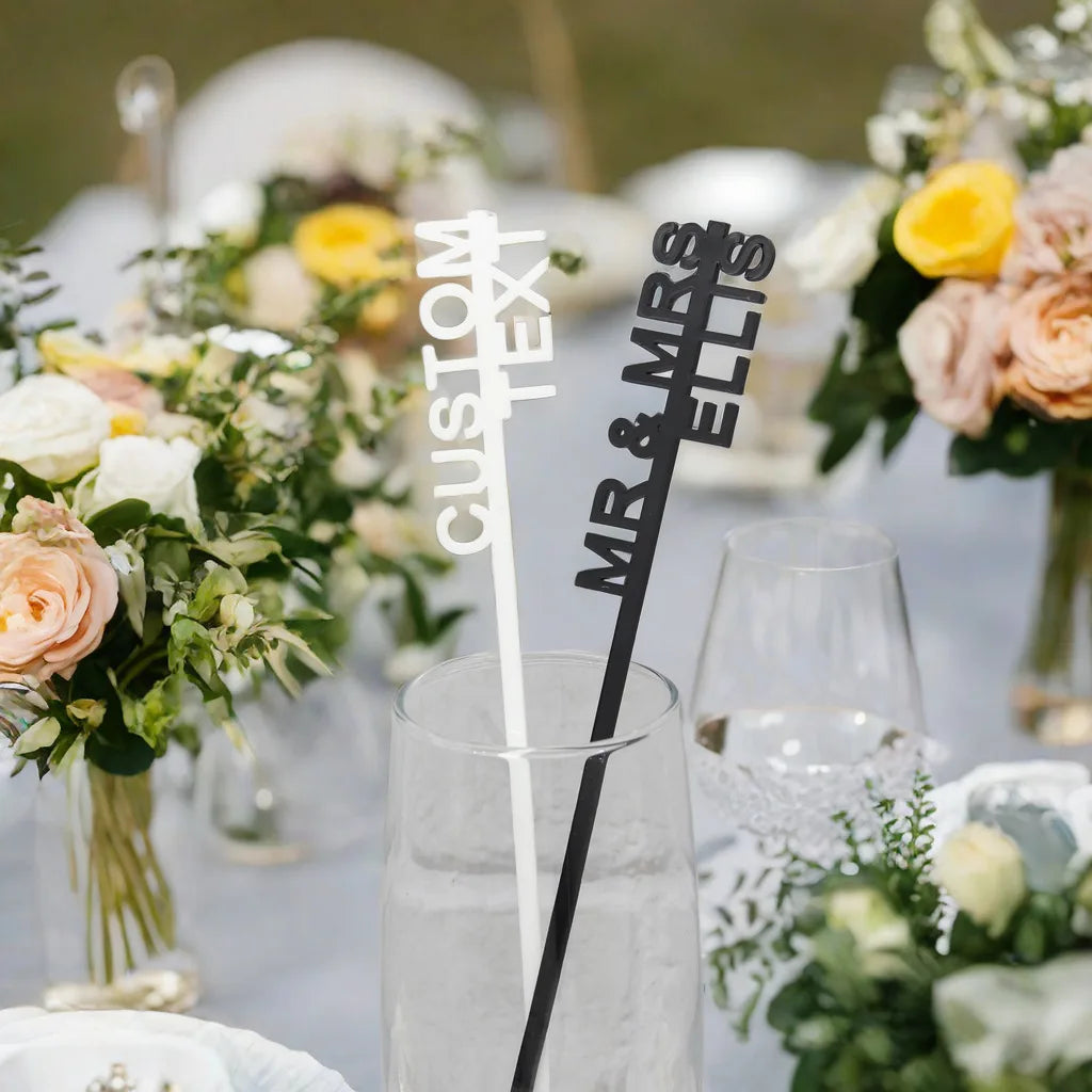 10-120pcs Personalized Acrylic Stirrers Custom Laser Cut Drink Stirrers Drinks Wedding Stirrers Cocktail Toppers