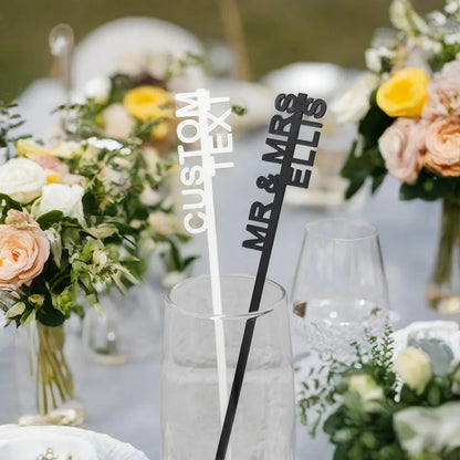 10-120pcs Personalized Acrylic Stirrers Custom Laser Cut Drink Stirrers Drinks Wedding Stirrers Cocktail Toppers