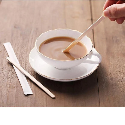 100PCS Coffee Stir Sticks Disposable Wooden Coffee Stirrers Hot Cold Drinking Stir Beverage Stir Sticks Ice Cream Lolly Popsicle