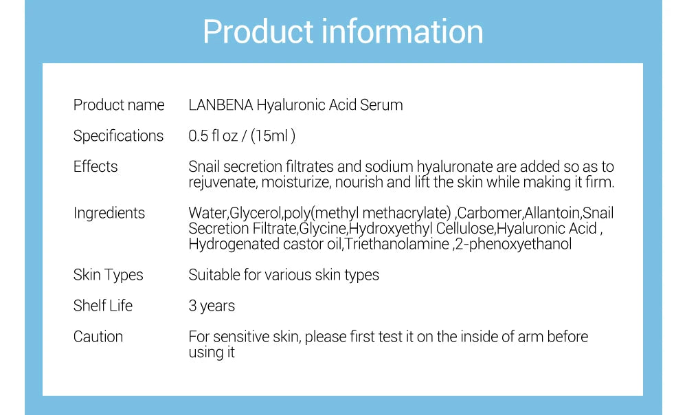 LANBENA Facial Hyaluronic Acid Serum  Skin Care