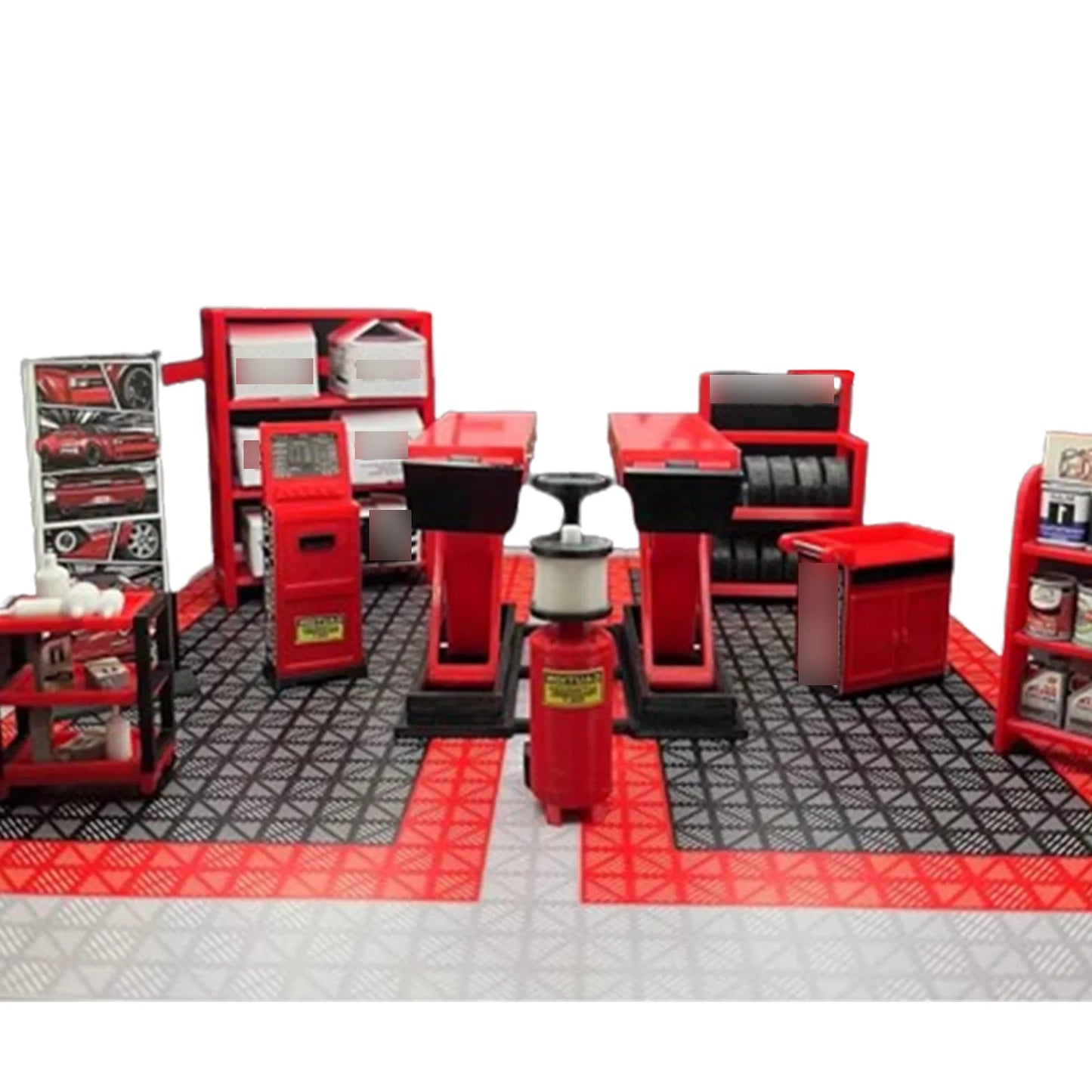 1:18 Car Model Repair Shop Diorama 9-Piece Modification parts Set for Collectors & Hobbyists Miniature Scene Display DIY Tools