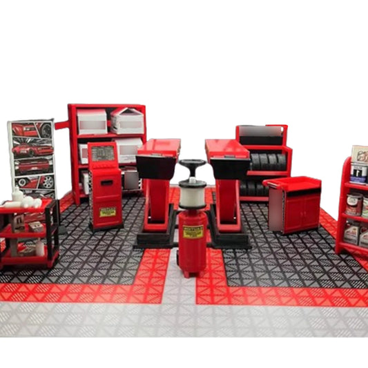 1:18 Car Model Repair Shop Diorama 9-Piece Modification parts Set for Collectors & Hobbyists Miniature Scene Display DIY Tools