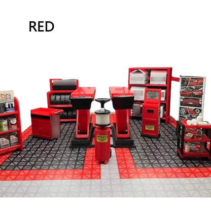 1:18 Car Model Repair Shop Diorama 9-Piece Modification parts Set for Collectors & Hobbyists Miniature Scene Display DIY Tools