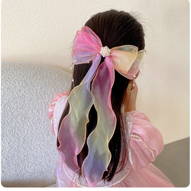 Fashion Hair Accessories New Girls Cute Colorful Chiffon Bow Ribbon Hairpins Children Sweet Hair Clips Hair Accessories