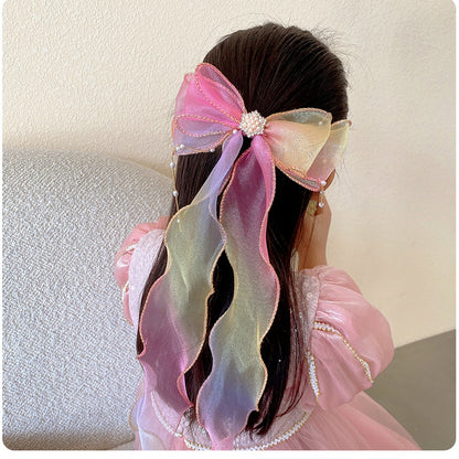 Fashion Hair Accessories New Girls Cute Colorful Chiffon Bow Ribbon Hairpins Children Sweet Hair Clips Hair Accessories