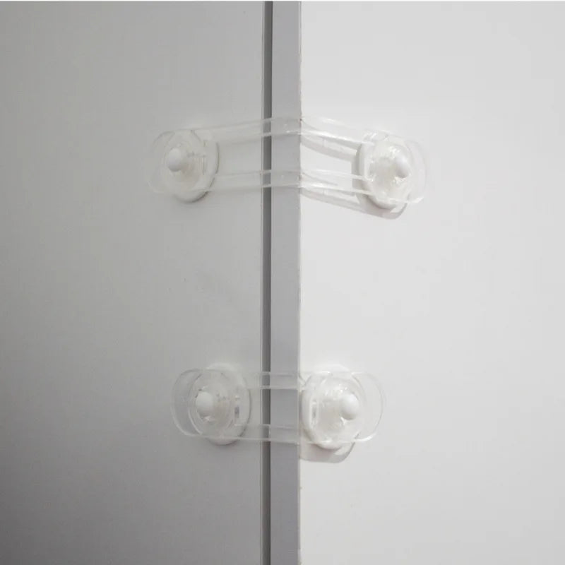 2Pcs Transparent Drawer Door Cabinet Cupboard Safety Locks Baby Kids Safety Care Plastic Locks Straps Infant Baby Protection