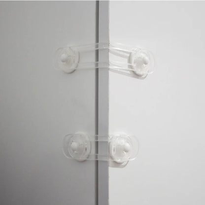 2Pcs Transparent Drawer Door Cabinet Cupboard Safety Locks Baby Kids Safety Care Plastic Locks Straps Infant Baby Protection