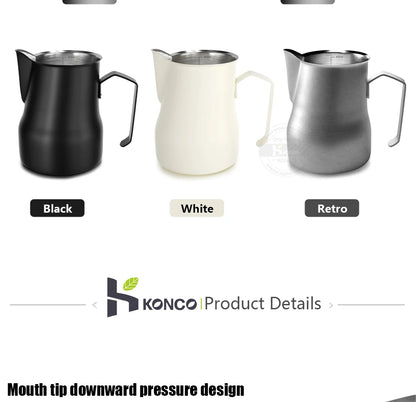 Milk Frothing Pitcher Jug 350/500ML Stainless Steel Coffee Milk Frothing Jug for Espresso Latte Art Barista Steam Milk Jug