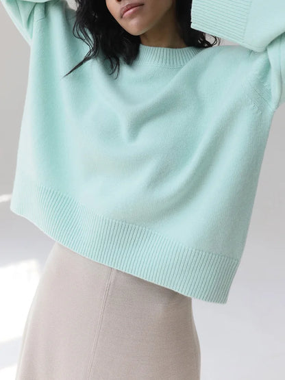 Light Blue Oversized Sweaters For Women 2024 Trend White Loose Sweater Casual Autumn Winter Warm Thick Knit Sweater Women Jumper