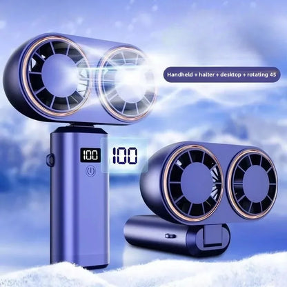 New Handheld USB Small Fan Double-headed Handheld Fan with Long Battery Life Mini Rechargeable Portable Electric Fan.