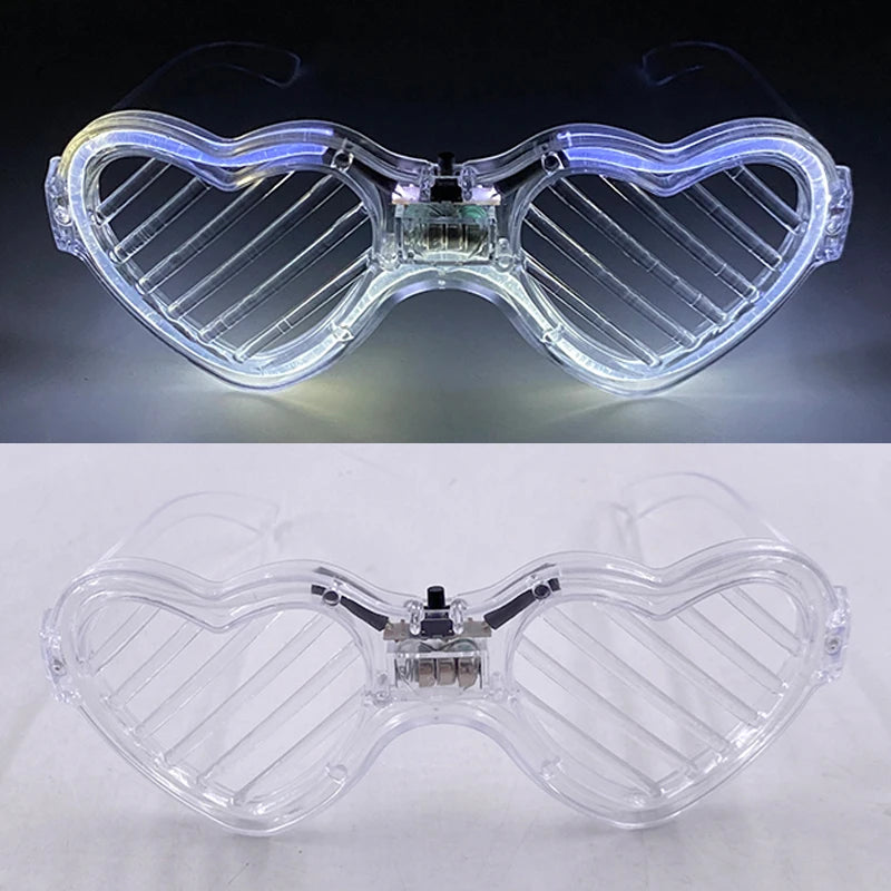 Light Up LED Glasses 5 Colors Heart Shape Glow Glasses Glow in The Dark Party Supplies Neon Party Favors for Kids Adults