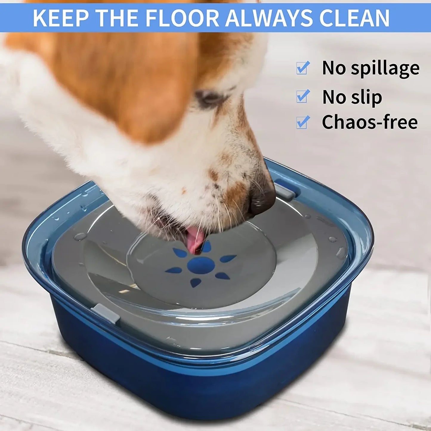 Pet Water Bowl Leakproof Anti-Slip 2L Large Capacity Dog Water Bowl Transparent Basin For Dogs Traveling Drinking Water