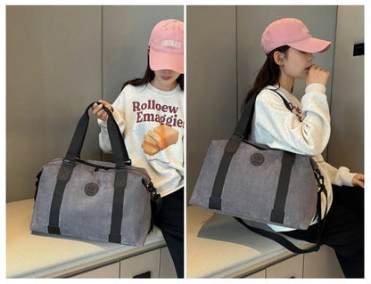Men's Large Capacity Fashionable Short Distance Travel Totes New Suede Travel Handbag Women's Portable Sports and Fitness Bag