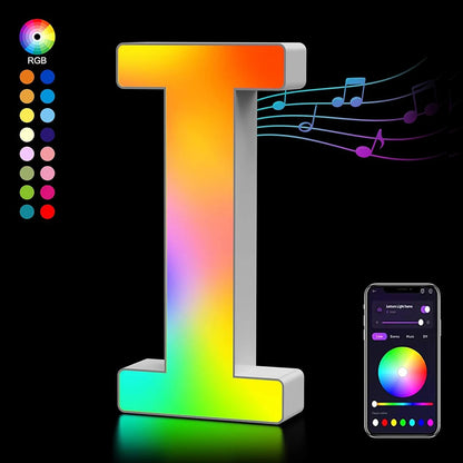 Smart LED Letters Lights Alphabet Light Decorative Name Letter Number Lamp Night Light USB MeRGBW App Music Sync Logo Game Home