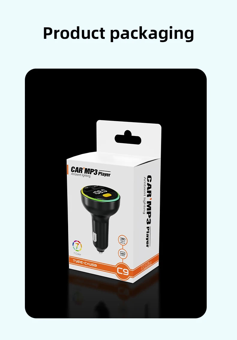 Car FM Transmitter Bluetooth 5.3 Handsfree Wireless Car Kit USB C Car Charger Auto Radio Fm Modulator Mp3 Player Adapter