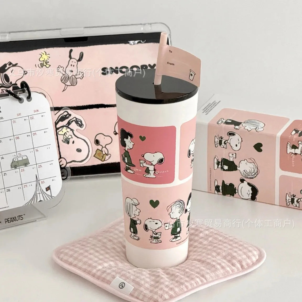 2025 New Snoopy Joint Cup Plastic Straw Cup High Value Cup Summer Casual Pp Coffee Imitation Cups Girl'S Birthday Present