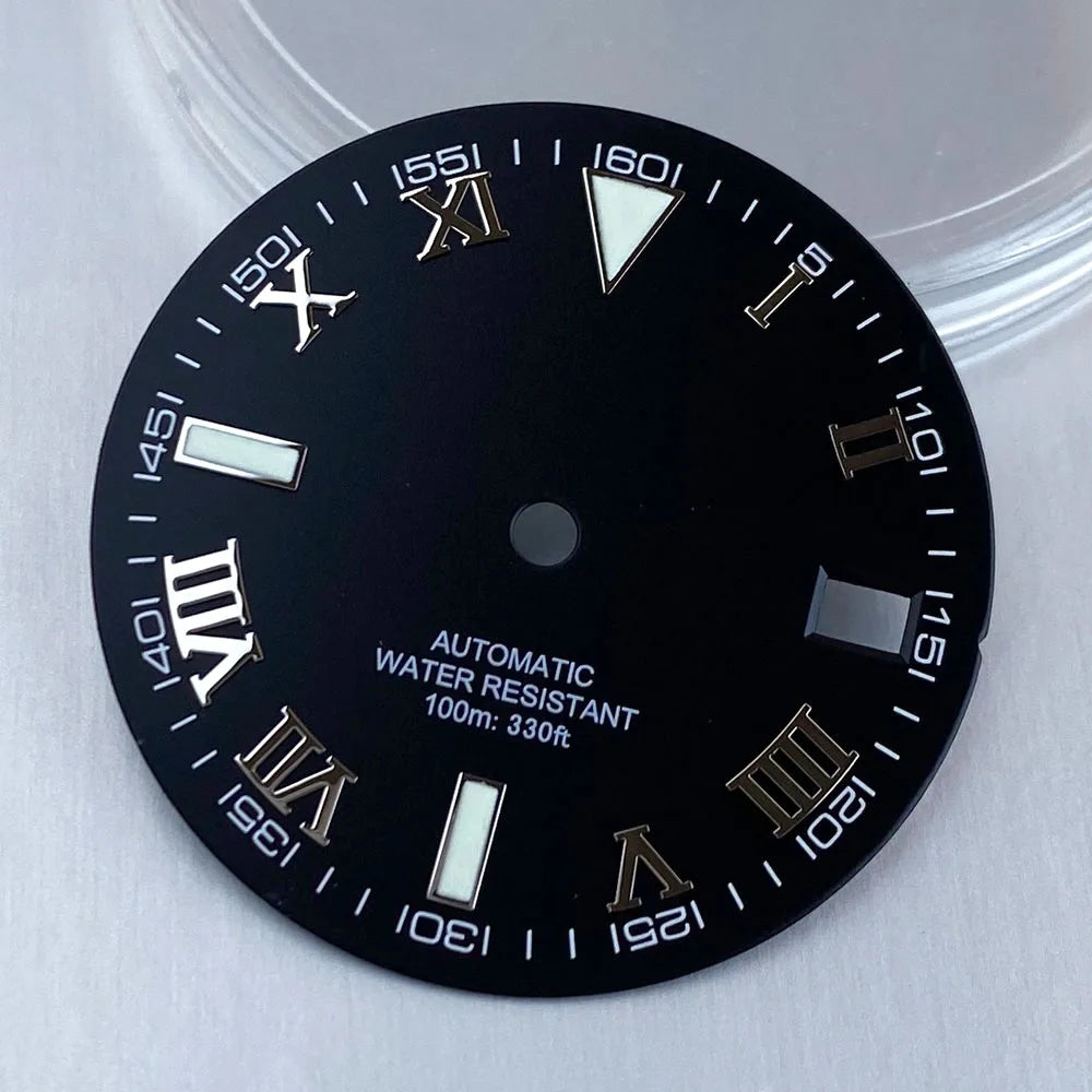 Grey Silver Sunburst 29mm Watch Dial fit NH35 NH35A NH36A Silver/Gold/Rose Gold/Green Roman Numerals Index Hand Set Watch Parts